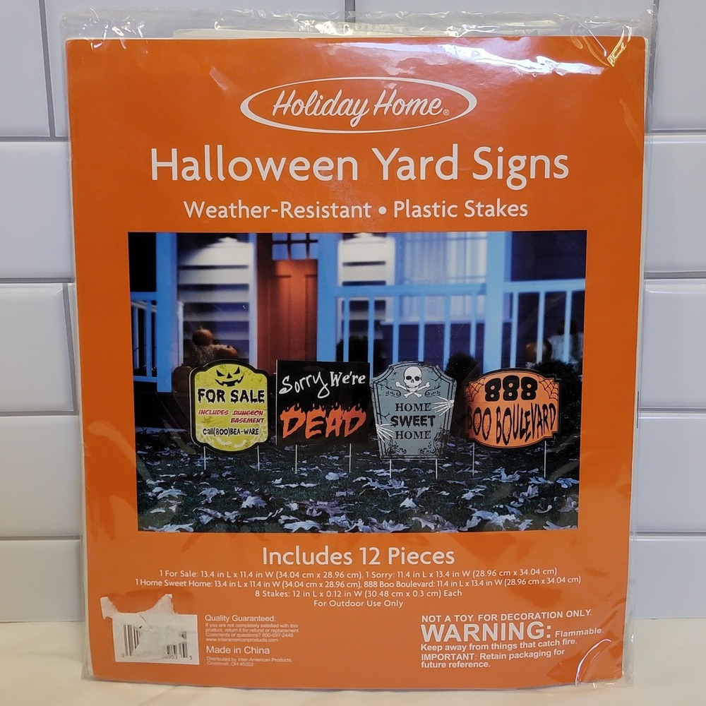 Halloween Yard Signs Set of 4 Spooky Decorations Skull Zombie Weather Resistant